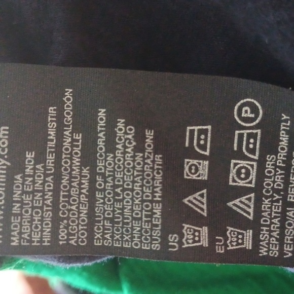 Tommy Hilfiger Navy and Green Striped 3/4 sleeve tee - Picture 7 of 7